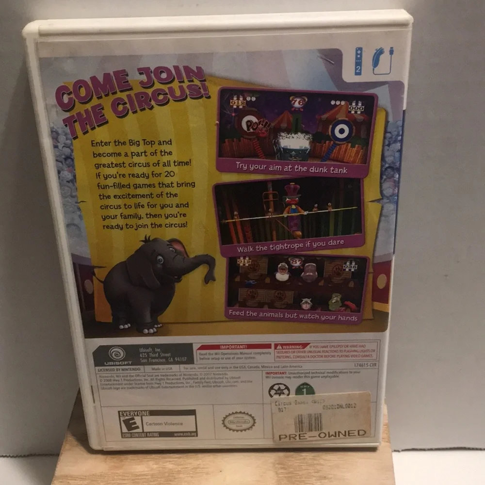 WII CIRCUS VIDEO GAME RATED E BY UBISOFT 20 BIG TOP CLASSICS